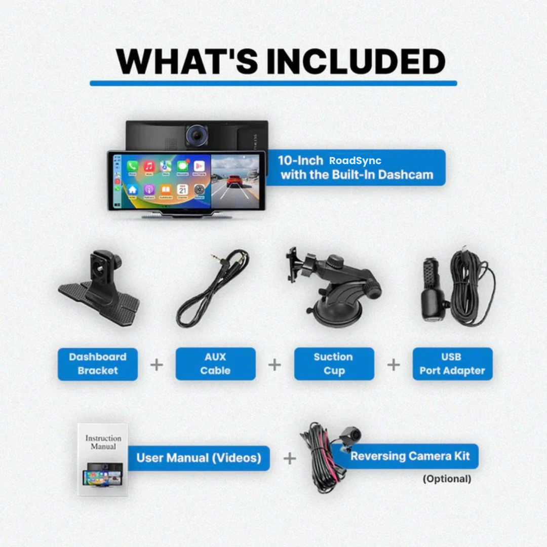 RoadSync™ - 10-Tums Bil DVR Carplay Auto Dashcam