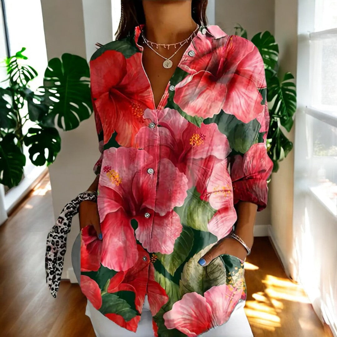 Gisela™ - Vintage Blommig Somrig Vardagsblus