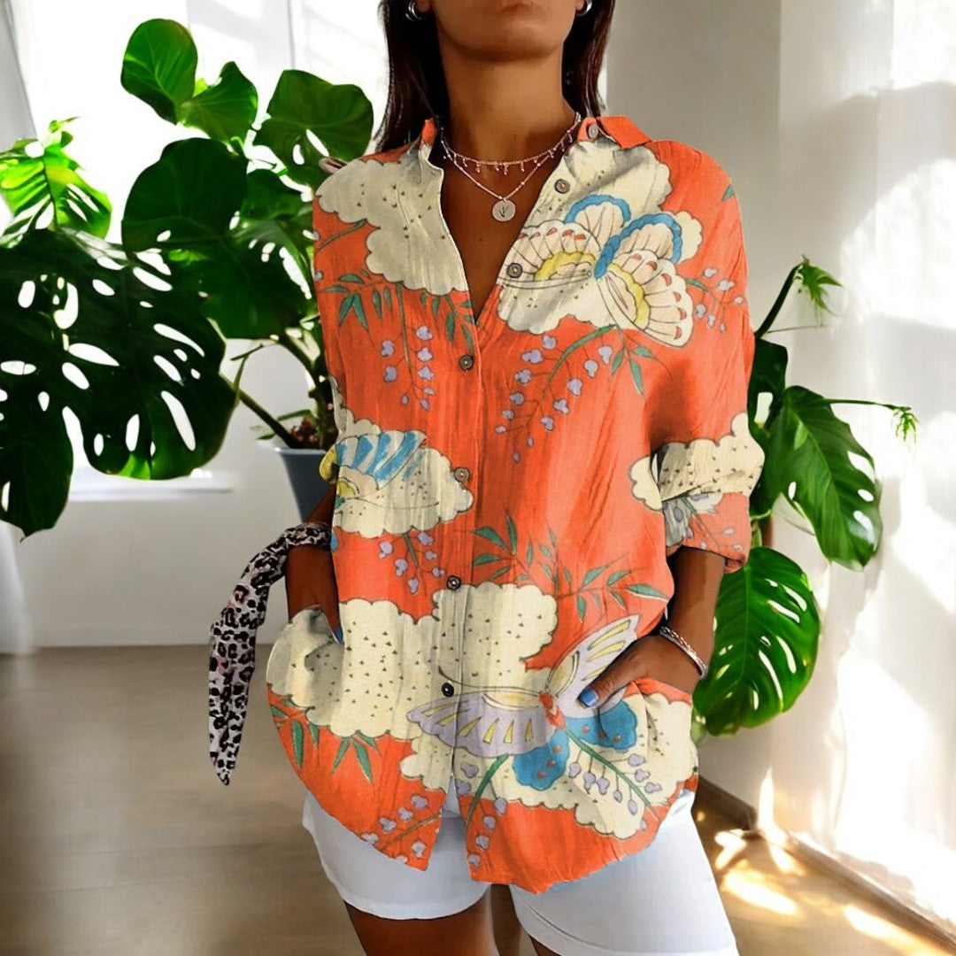 Gisela™ - Vintage Blommig Somrig Vardagsblus