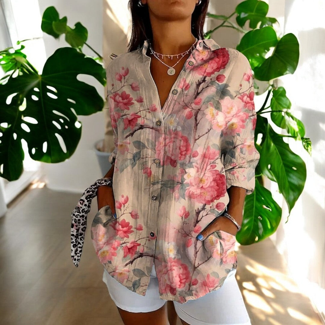 Gisela™ - Vintage Blommig Somrig Vardagsblus