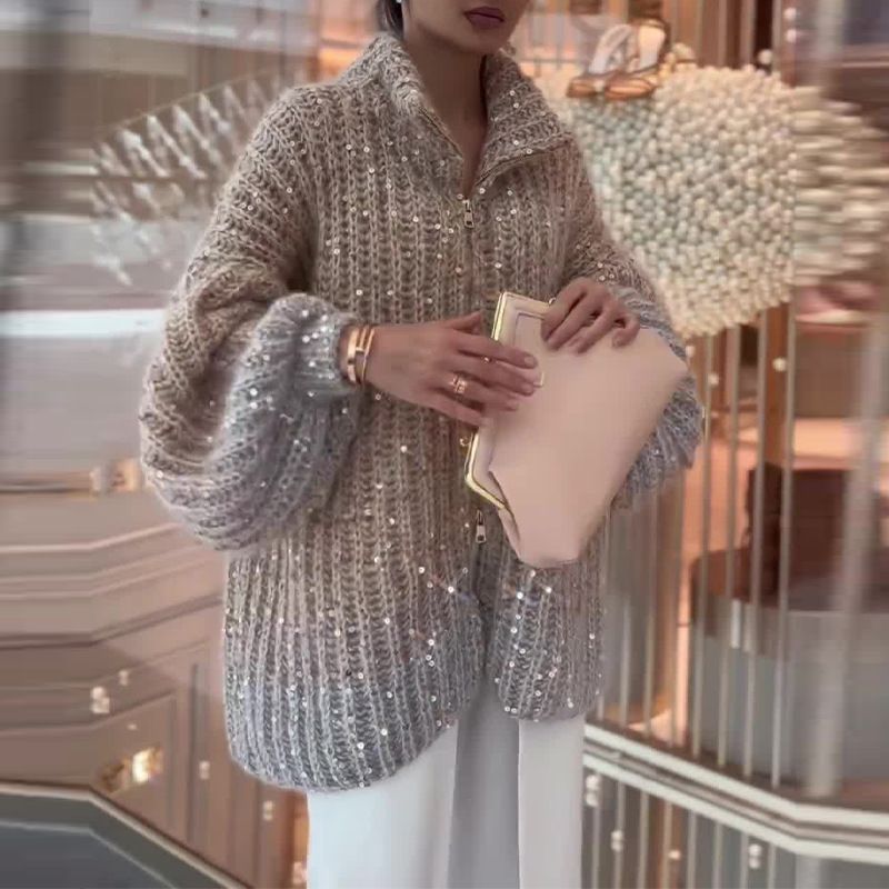 Grace™ - Lyxig Stickad Tröja Med Eleganta Glitterdetaljer