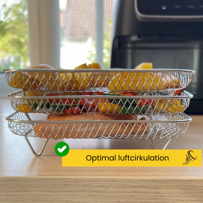 TriRack™ - 3-lagers Rostfria Stålställ För Airfryer Med GRATIS Mattång