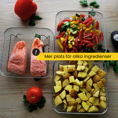 TriRack™ - 3-lagers Rostfria Stålställ För Airfryer Med GRATIS Mattång