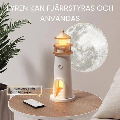 LumiTower™ - Elegant Månskensfyr-Projektionslampa Med Smarta Funktioner