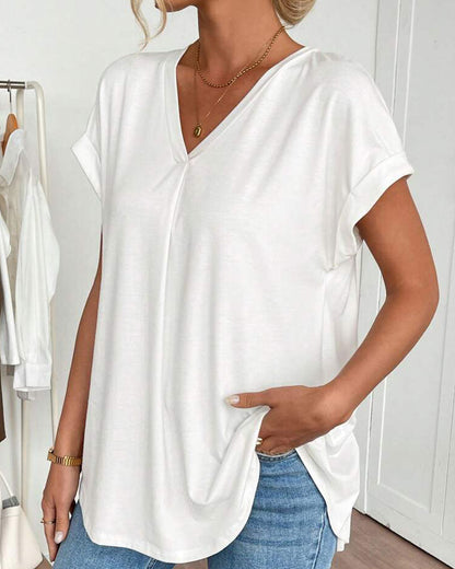 Theresa™ - Elegant V-ringad Sommarblus med Lös Passform