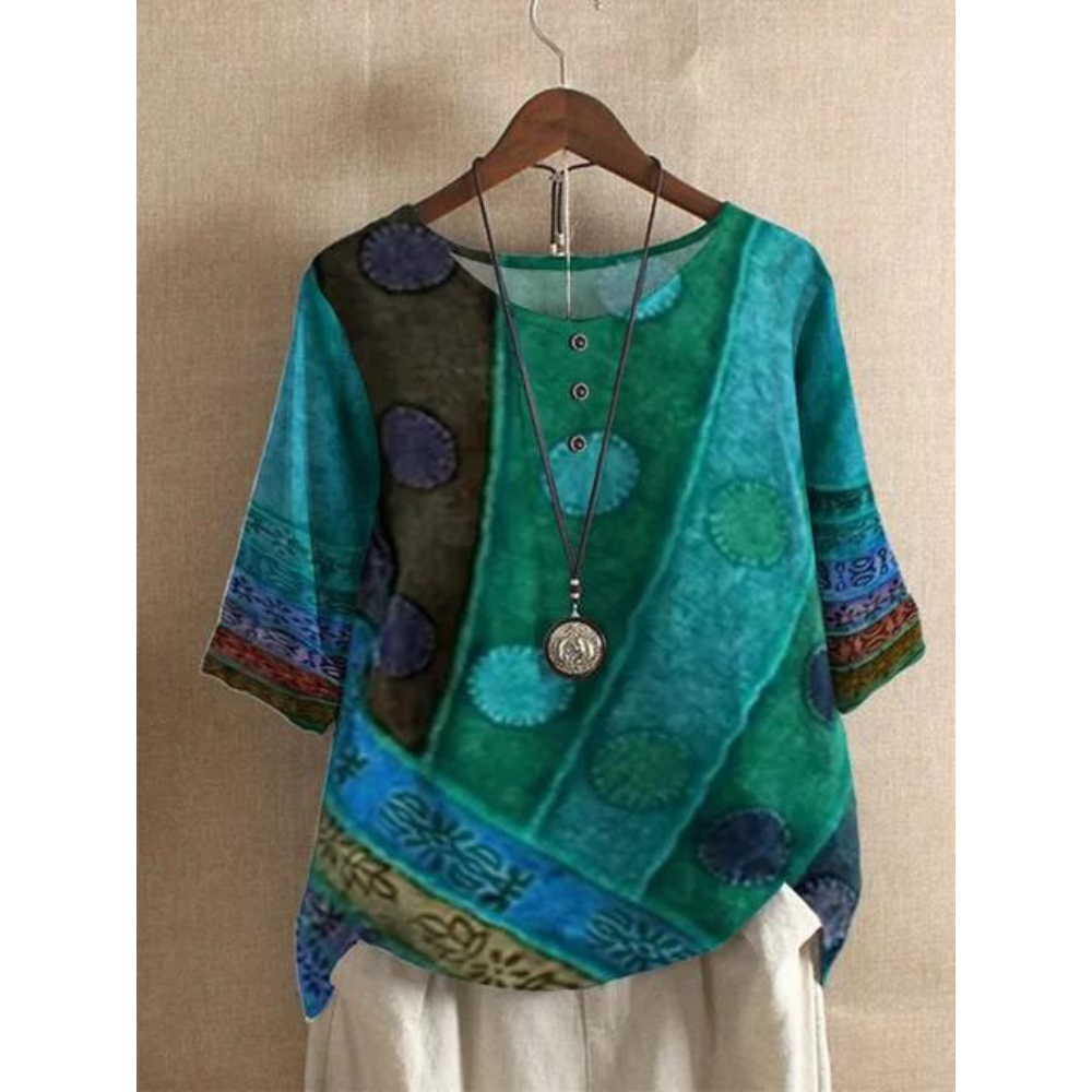 Jessica™ – Ledig och Färgglad Boho-Blus