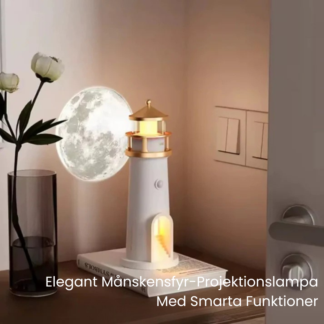 LumiTower™ - Elegant Månskensfyr-Projektionslampa Med Smarta Funktioner