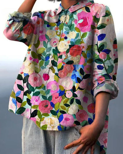 Maria™ - Blus Med Blomtryck