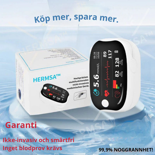 HERMSA™ - Icke-invasiv Hälsomonitor (Mäter Syremättnad, Puls och Blodtryck) 99,9% Noggrannhet]