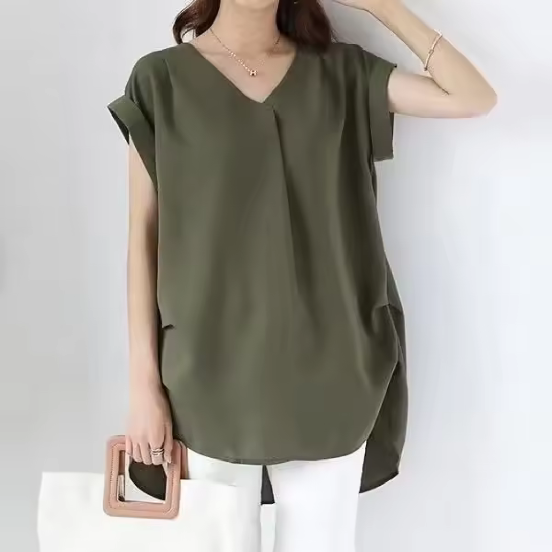 Theresa™ - Elegant V-ringad Sommarblus med Lös Passform