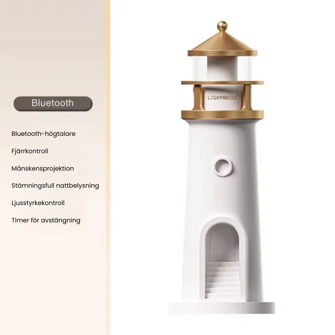 LumiTower™ - Elegant Månskensfyr-Projektionslampa Med Smarta Funktioner