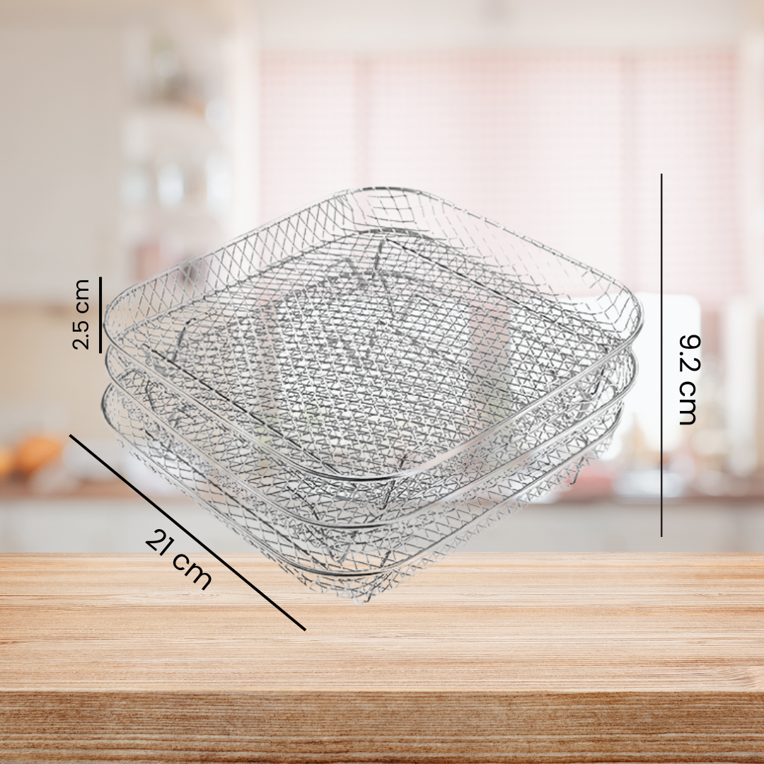 TriRack™ - 3-lagers Rostfria Stålställ För Airfryer Med GRATIS Mattång