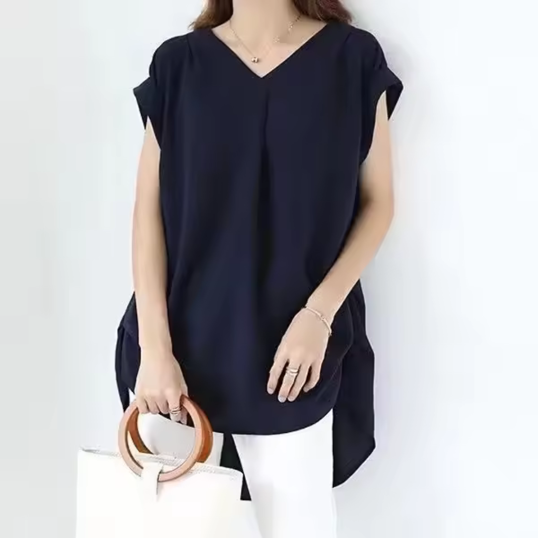 Theresa™ - Elegant V-ringad Sommarblus med Lös Passform
