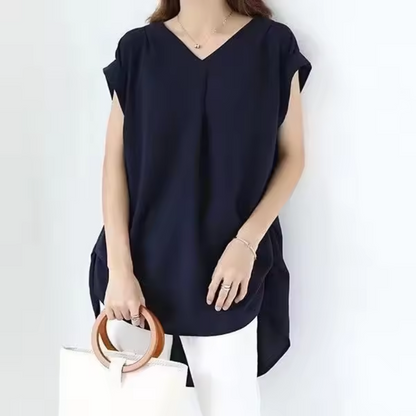 Theresa™ - Elegant V-ringad Sommarblus med Lös Passform