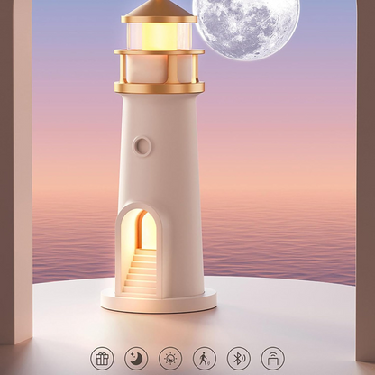 LumiTower™ - Elegant Månskensfyr-Projektionslampa Med Smarta Funktioner