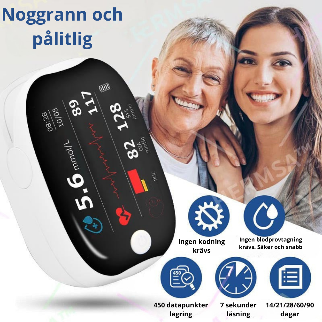 HERMSA™ - Icke-invasiv Hälsomonitor (Mäter Syremättnad, Puls och Blodtryck) 99,9% Noggrannhet]