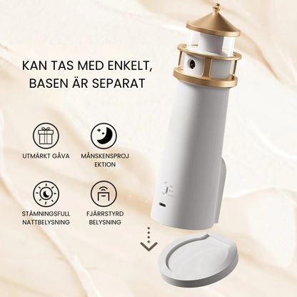 LumiTower™ - Elegant Månskensfyr-Projektionslampa Med Smarta Funktioner