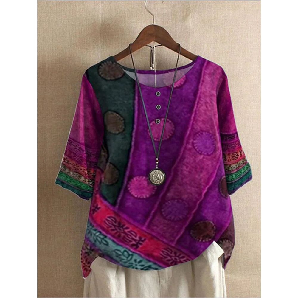 Jessica™ – Ledig och Färgglad Boho-Blus