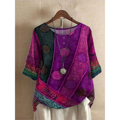 Jessica™ – Ledig och Färgglad Boho-Blus