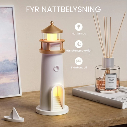LumiTower™ - Elegant Månskensfyr-Projektionslampa Med Smarta Funktioner
