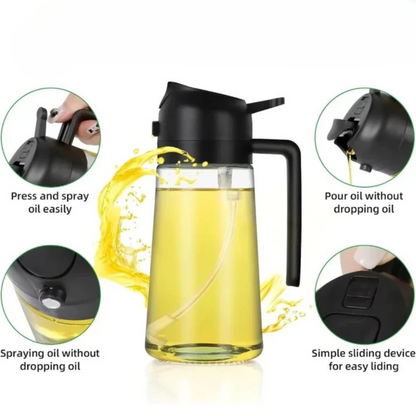 OilFlow™ - 2 i 1 Glas Spray- och Hällflaska 470ml | 1+1 GRATIS