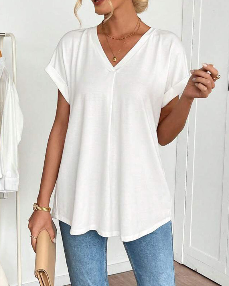 Theresa™ - Elegant V-ringad Sommarblus med Lös Passform