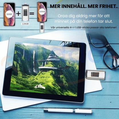 FlexDrive™ - 4 i 1 USB-minne För Alla Enheter!