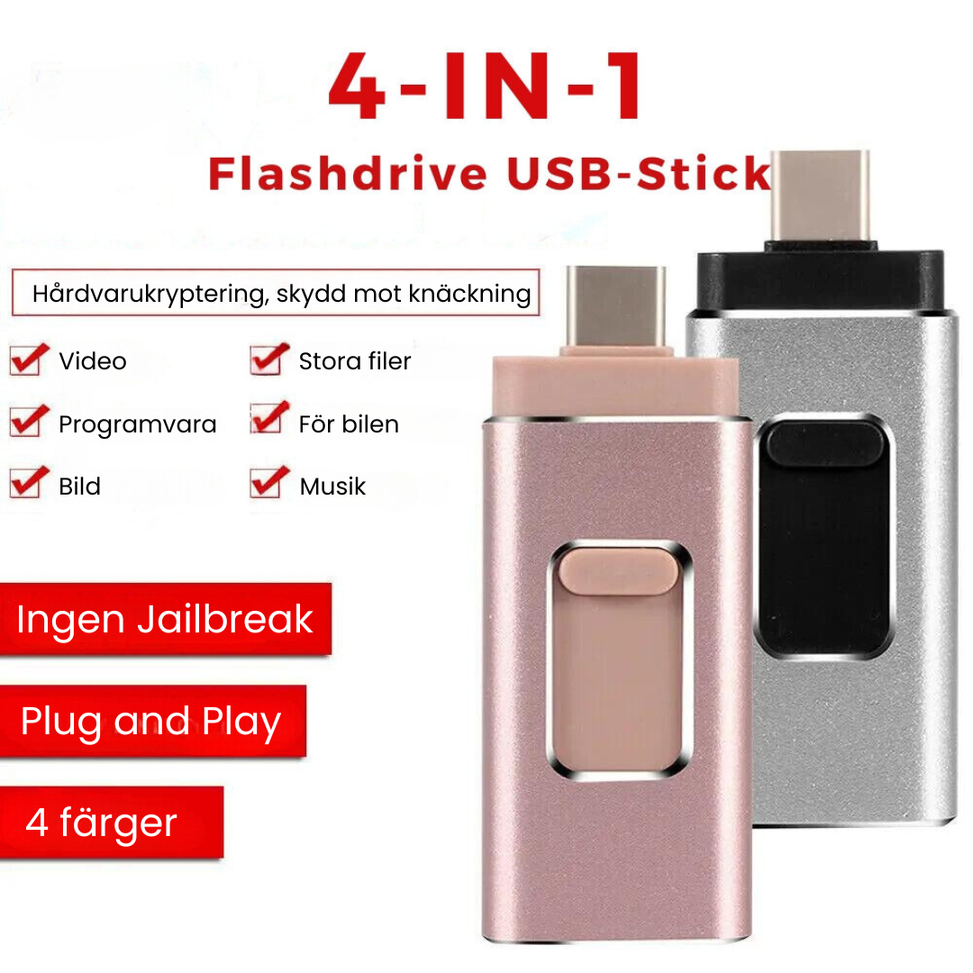 FlexDrive™ - 4 i 1 USB-minne För Alla Enheter!