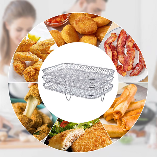 TriRack™ - 3-lagers Rostfria Stålställ För Airfryer Med GRATIS Mattång