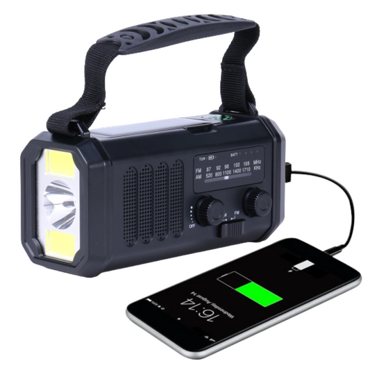 SurvivorX™ - Nödradio, Inbyggd Powerbank, Lampa och Vevgenerator 10000mAh