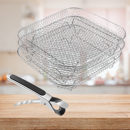 TriRack™ - 3-lagers Rostfria Stålställ För Airfryer Med GRATIS Mattång