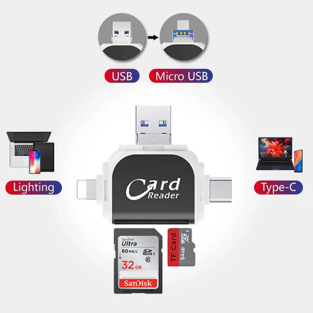 CardLink™ - Multi-Port 4 i 1 Universell SD TF Kortläsare