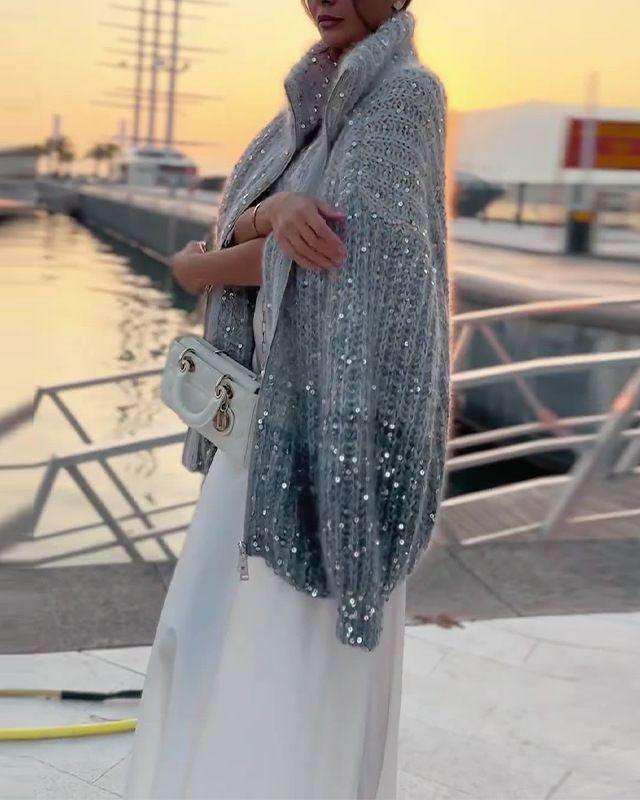 Grace™ - Lyxig Stickad Tröja Med Eleganta Glitterdetaljer