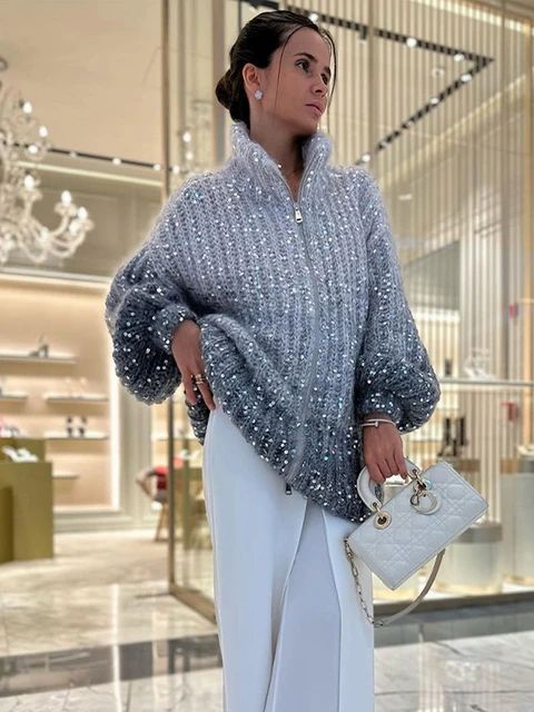 Grace™ - Lyxig Stickad Tröja Med Eleganta Glitterdetaljer