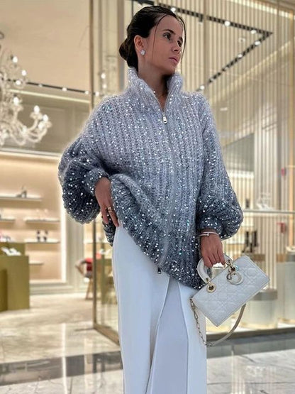 Grace™ - Lyxig Stickad Tröja Med Eleganta Glitterdetaljer