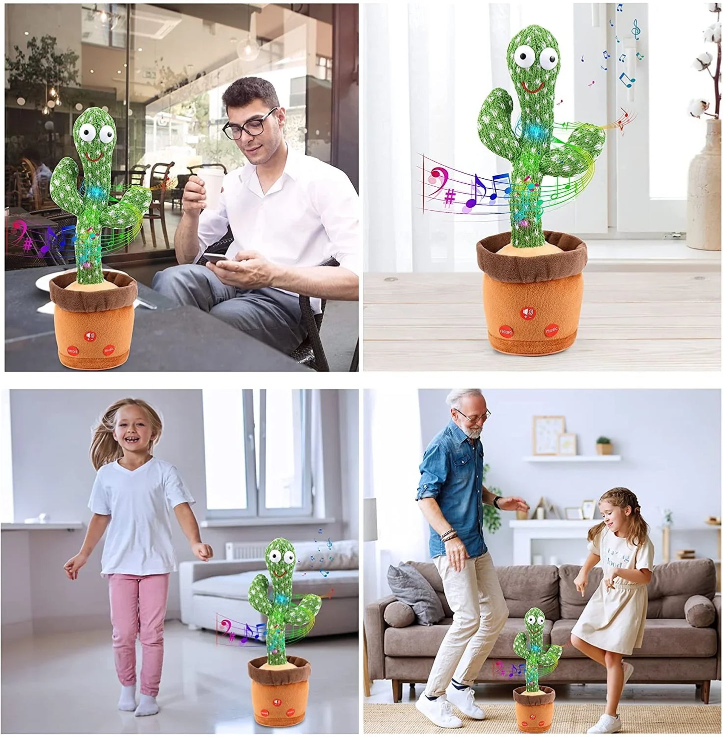 CactiTalk™ - Kaktus Interaktiv Leksak - Upprepar Ord Och Sjunger Med