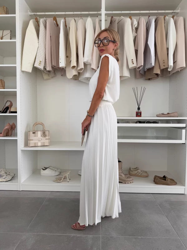 Esmé™ - Elegant Ärmlös Topp och Plisserade Byxor Tvådelat Set