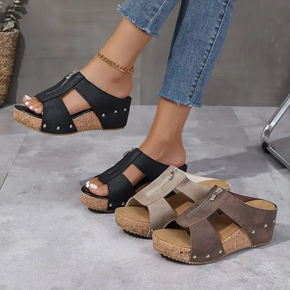 Karin™ - Ortopediska Kilklack Sandaler med Öppen Tå